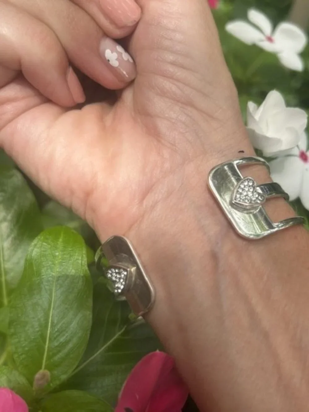 BRIGHTON “CHRISTO” Heart Swarovski Crystal 3-Wire Cuff BRACELET